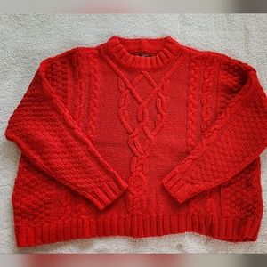 Aerie Red Cable Knit Sweater